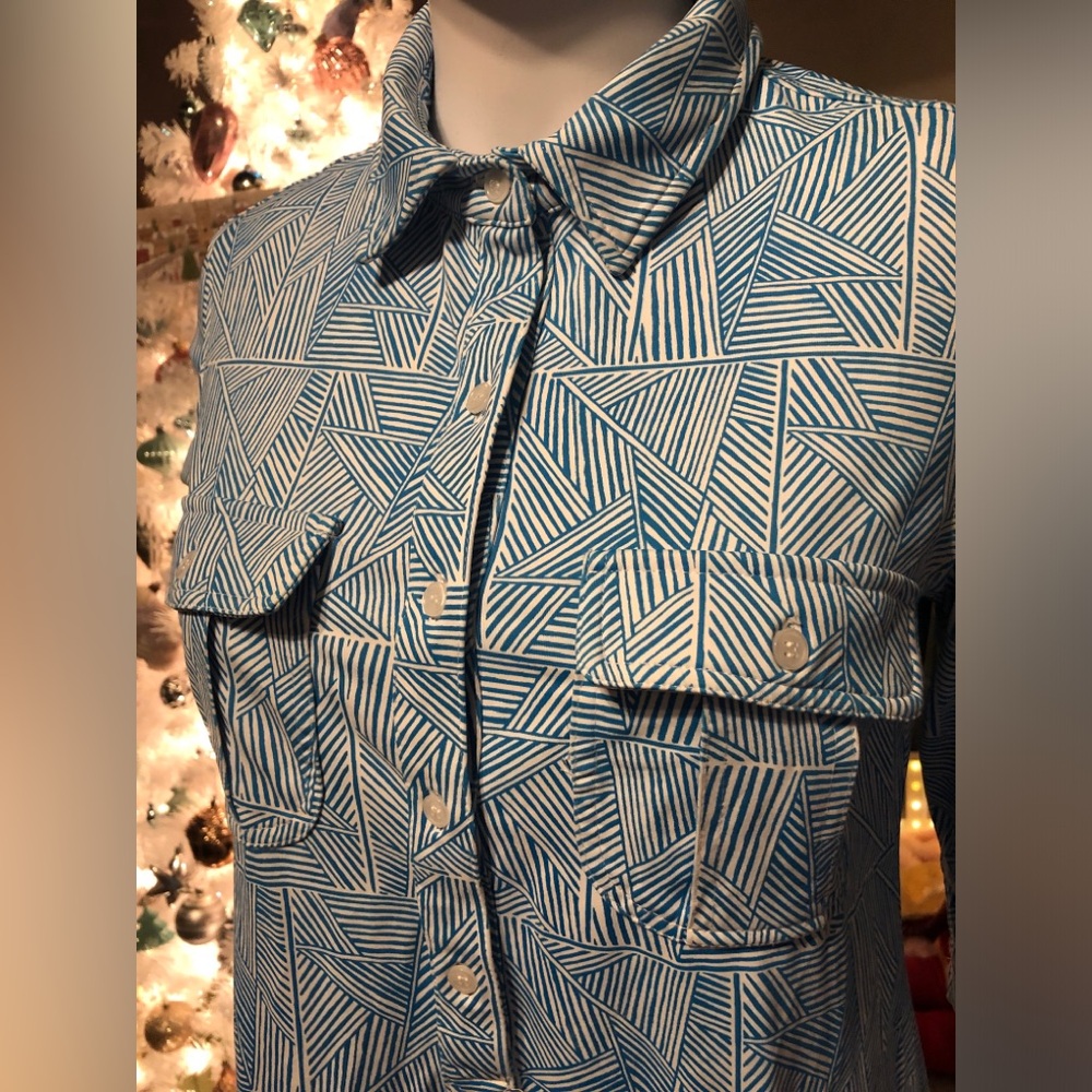 Blue Patterned Shirt Dress by Persifor